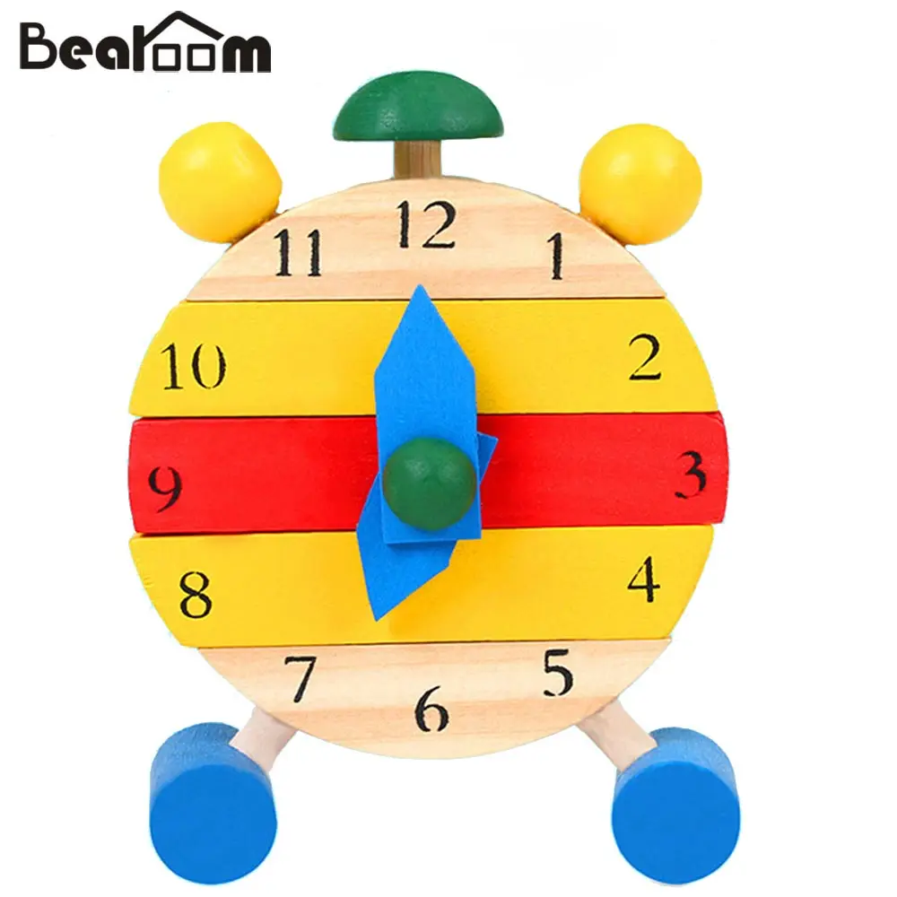 Bearoom Монтессори Деревянные головоломки Мини Часы игрушки забавные Обучающие