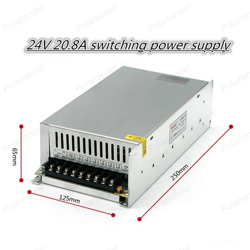 

Best quality 24V 20.8A 500W Switching Power Supply Driver for LED Strip AC 100-200V Input to DC 24V free shipping