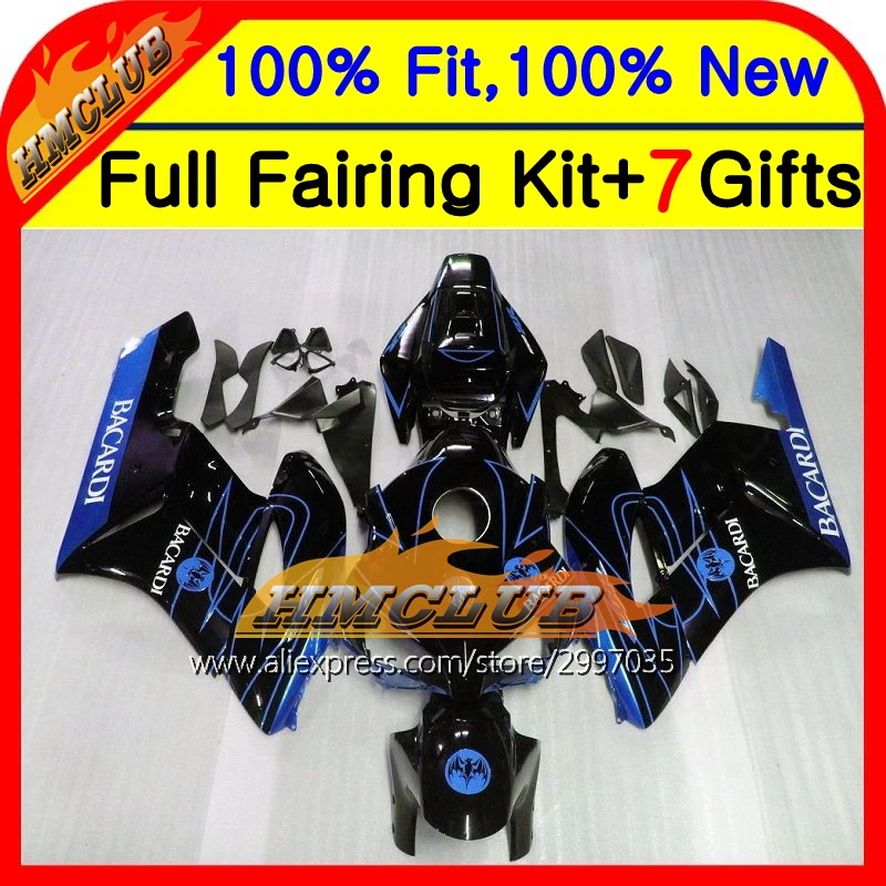 BACARDI bats BodyInjection для HONDA 04 05 CBR 1000RR 1000 RR 38HM51 CBR1000 CBR1000RR 2004 2005 обтекатель синий черный| |
