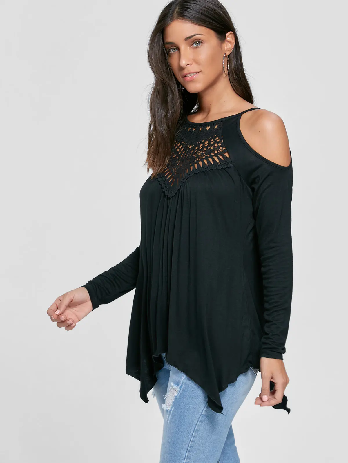 VESTLINDA 2017 Осенняя женская новая модная блузка повседневная с круглым вырезом и