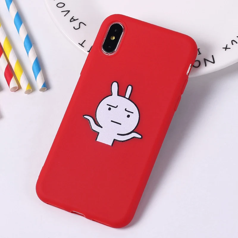 Cute Rabbit Cat Cartoon Cases For iPhone 5 5S SE 6 6S 7 8 X i Phone Apple Case Silicone Cover Plus Coque Capa |