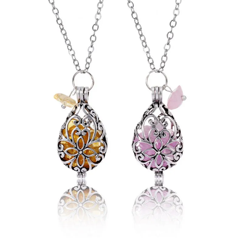 Серебряный Цвет Плавающей Медальон Сырье Камень Розовый Кристалл Ожерелья