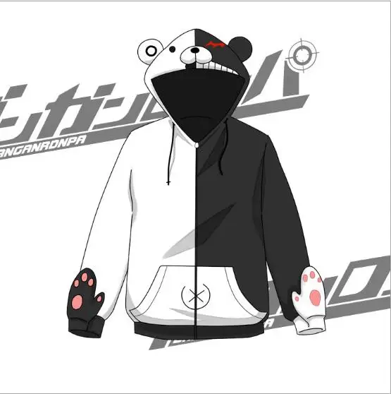 

New 2017 Danganronpa Monokuma Bear Autumn Spring Cartoon Anime Hoodies Sweatshirt Jacket Halloween Cosplay Costume For Woman Man
