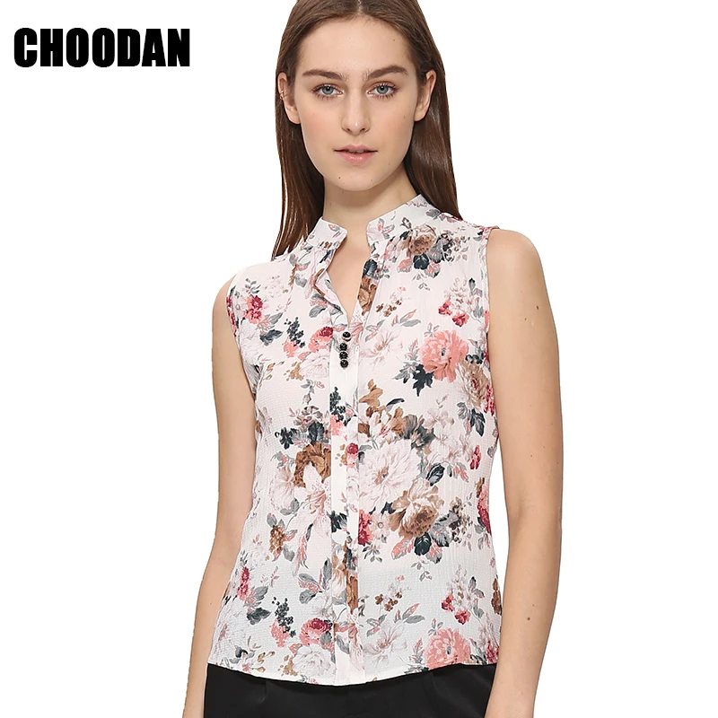Блузка женская без рукавов с цветочным принтом|shirt women floral|blouse shirt womenfashion |