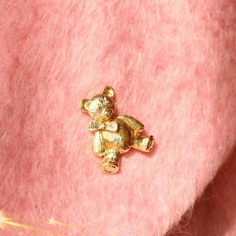 Женская Брошь медвежонок корсажные Броши с золотым воротником вечерние броши