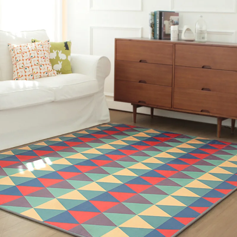 

Simple Korean Style Rugs for Bedroom Rectangle Carpet Area Rug for Living Room Geometric Figure Carpet Home Decoration