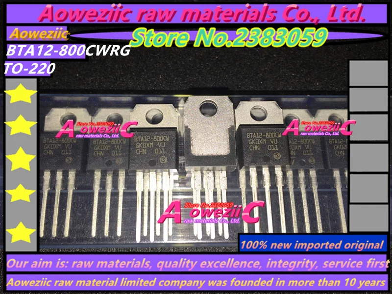 

Aoweziic 2017+ 100% new imported original BTA12 BTA12-800BWRG BTA12-800BW BTA12-800CWRG BTA12-800CW TO-220 transistor 12A 800V
