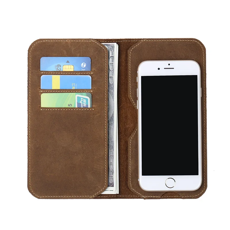 Gubintu 2018 Роскошный Ретро сумасшедшая лошадь натуральная кожа кошелек для телефона