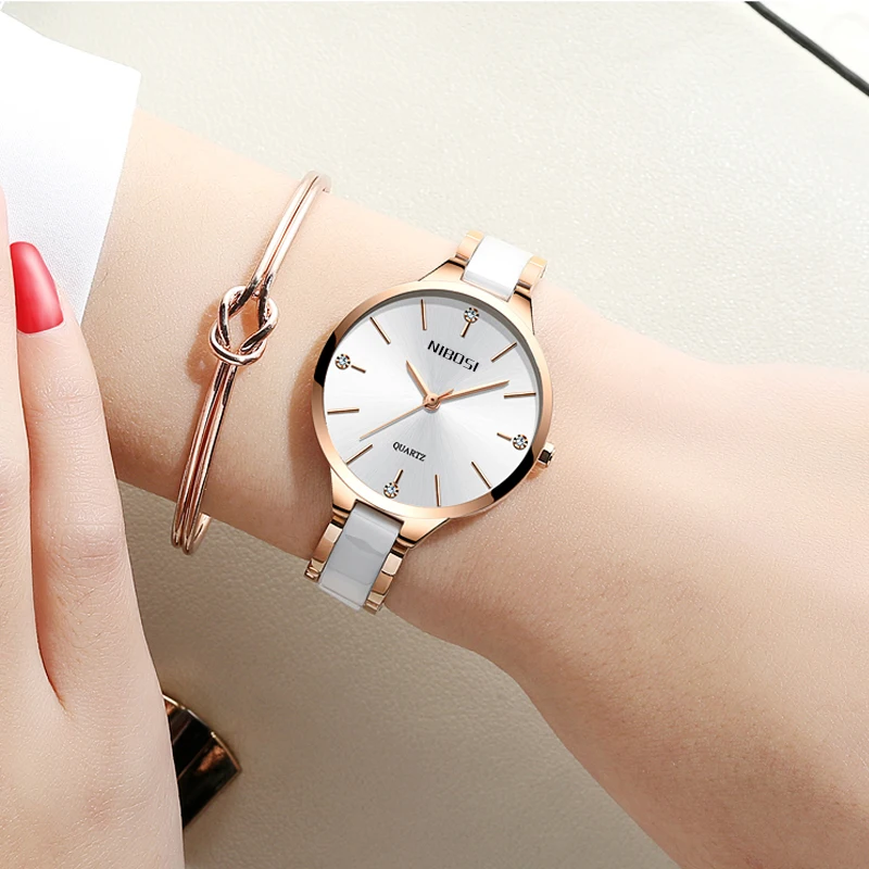 Часы NIBOSI женские креативные наручные часы с керамическим браслетом|Женские