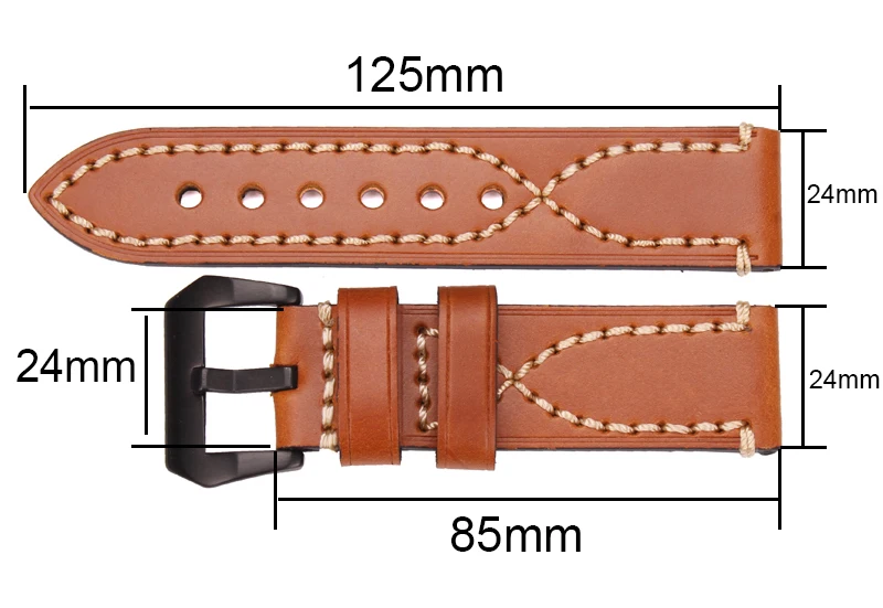 Ремешок для часов HENGRC из натуральной кожи, браслет из воловьей кожи, мужской ремешок, Модный женский ремень 20, 22, 24 мм, стальная металлическая пряжка для Pam111