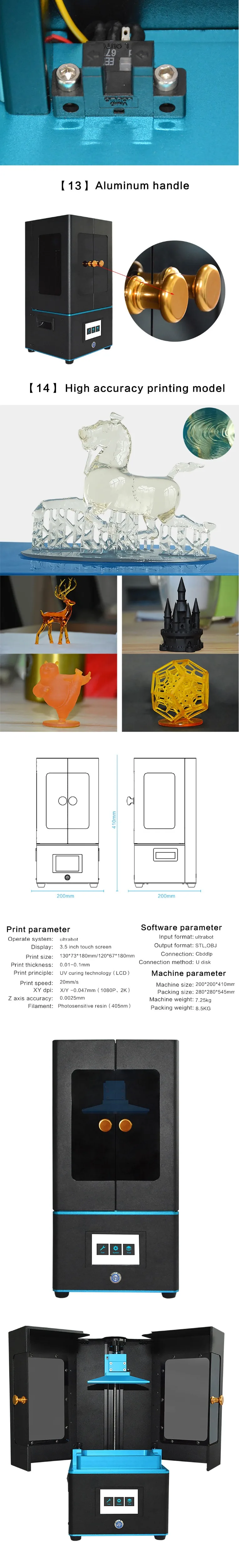 Ультработ ЖК 3d принтер дешевый УФ светодиодный смоляный SLA/lcd ассембатор светодиодный Impresora 3D цветной TFT экран 3d drucker imprimante