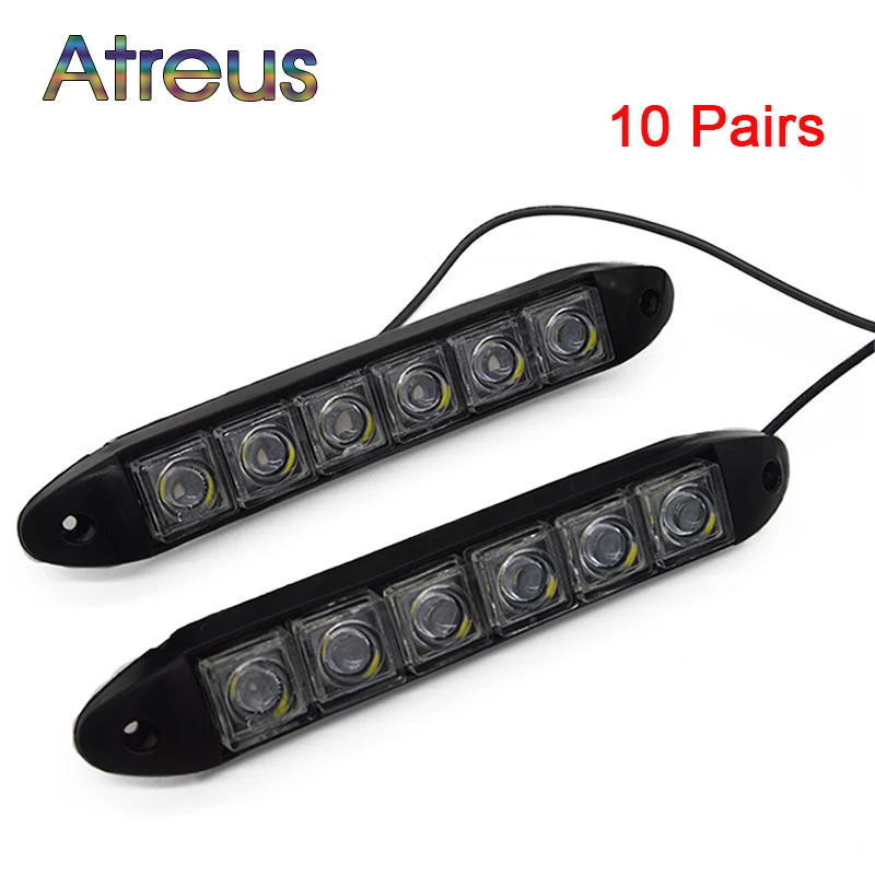 Atreus оптовая продажа 10 пар Автомобильный светодиодный дневные ходовые огни 12 В 6 s