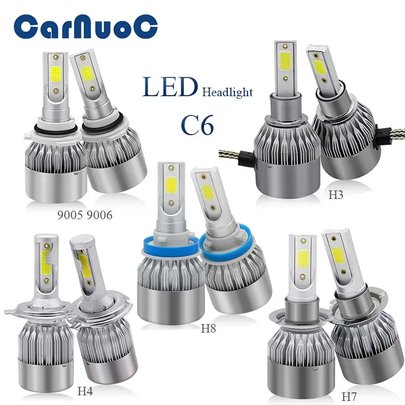 2PCS C6 Car Headlight Bulbs H8 H7 H4 H3 9005 9006 Auto Lamps Fog Lights For Hyundai ix35 iX45 iX25 i30 Sonata Verna | Автомобили и