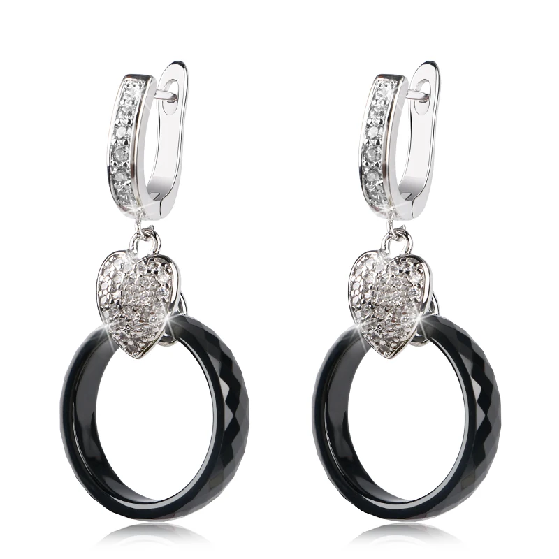 Женские керамические серьги подвески в форме сердца|Серьги-гвоздики| |