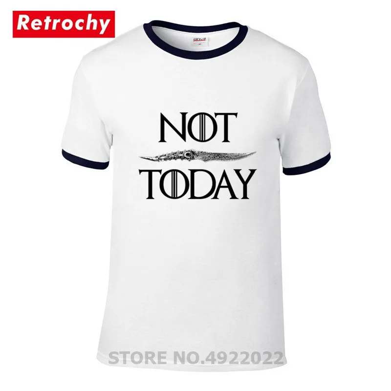 Classic TV Series Thrones Not Today Game T Shirt Faceless Men Black And White Novelty Design T-Shirt Awesome Stark Hipster | Мужская