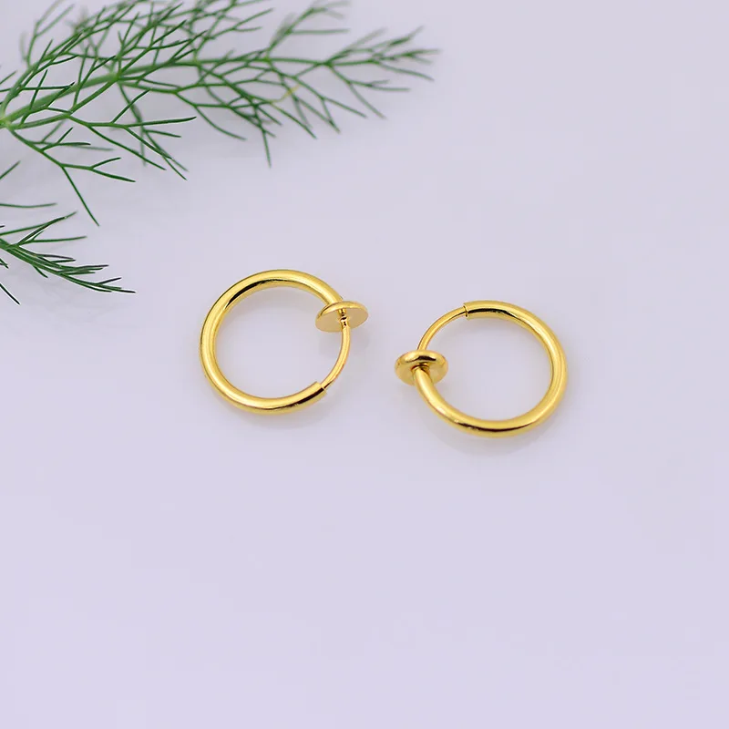Gold 2 шт./пара кольцо в нос имитация Гота панк для губ, ушей, носа клип на поддельная перегородка Пронзительный нос обруч серьга для губы кольца серьги украшения для тела - Окраска металла: Gold