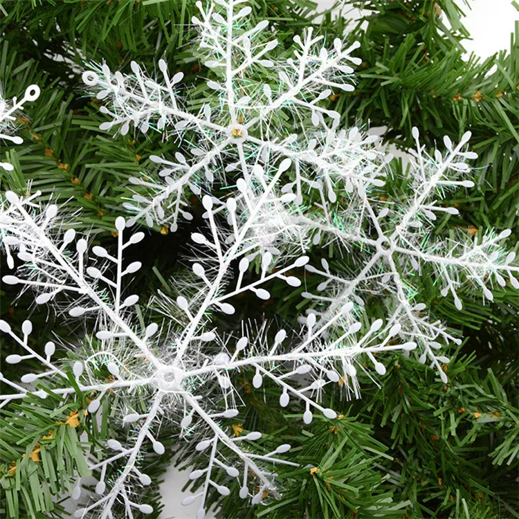 

WYNLZQ White Plastic Fake Snowflake Christmas Party Hanging Pendants New Year Xmas Tree Ornaments Window Decoration Children Kid