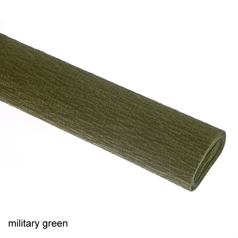 military green Детский сад складной Скрапбукинг подарки крепированная бумага ремесло DIY цветок оберточная гирлянда 250x50 см декоративное оригами 21 цвет - Цвет: military green