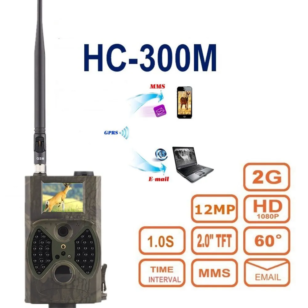 12MP 1080P охотничья камера MMS GSM HC300M ночного видения для дикой природы с антенной