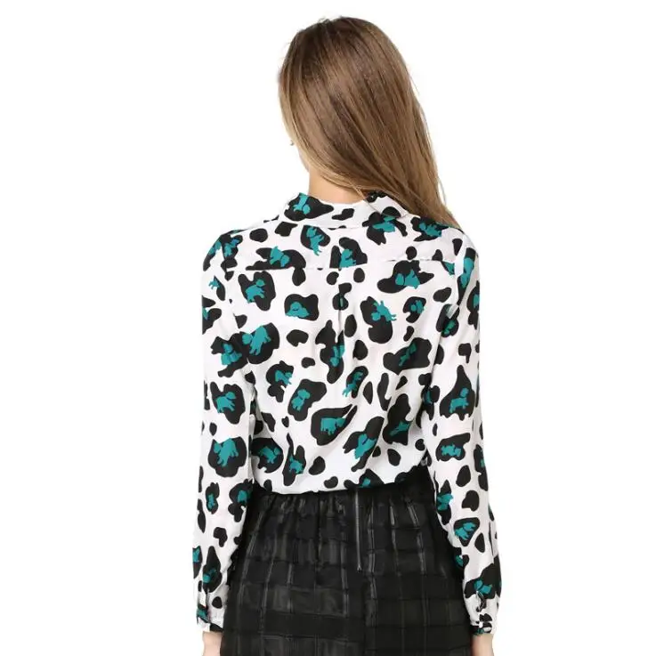 ELEXS New Fashion Women's Sexy Slim Leopard Lapel Shirt Summer Casual Printing 74239 |
