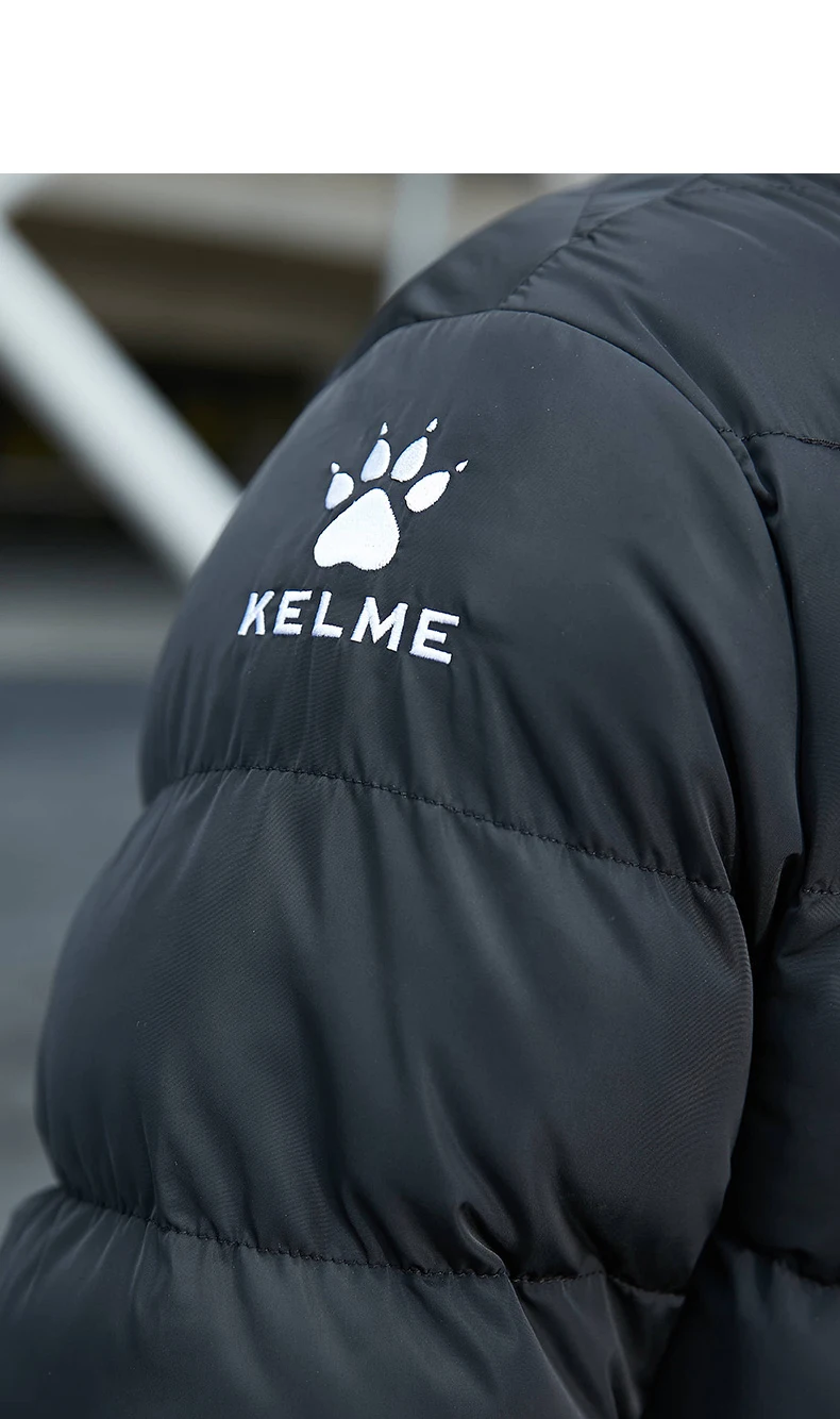 KELME Мужская Детская футбольная тренировочная куртка с капюшоном, зимнее теплое пальто, тренировочная спортивная куртка для бега K15P010