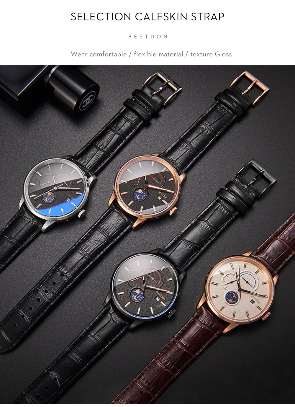 Bestdon Мужские Спортивные механические часы Роскошные автоматические Moon Phase часы водонепроницаемые кожаные повседневные Лидирующий бренд Relogio Masculino