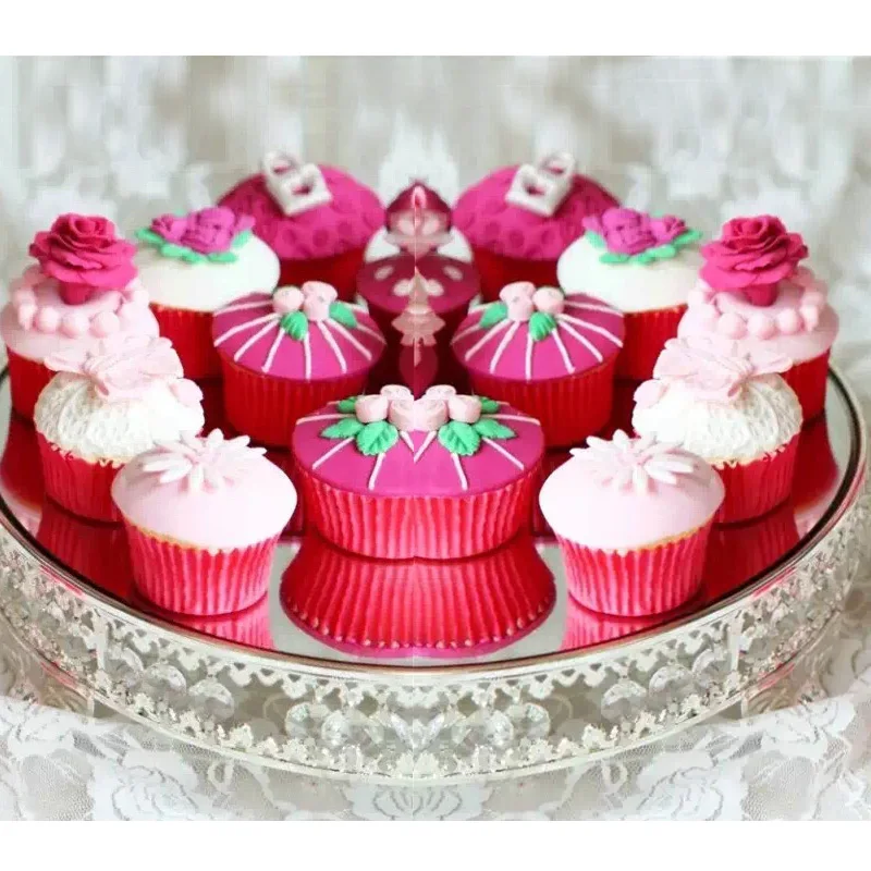 18 дюймовые хрустальные бусины подставка для торта Посеребренная зеркальная