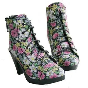 Ботинкитуфли для кукол wamami, с черным цветком, высокий каблук, 14 MSD, BJD, DOD, долфи