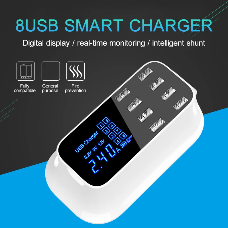 8 портов настенное зарядное устройство и usb-разветвитель адаптер 8A