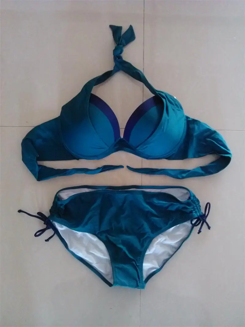 Женский купальник бикини COOCLO однотонный с пуш ап пляжная одежда большого размера