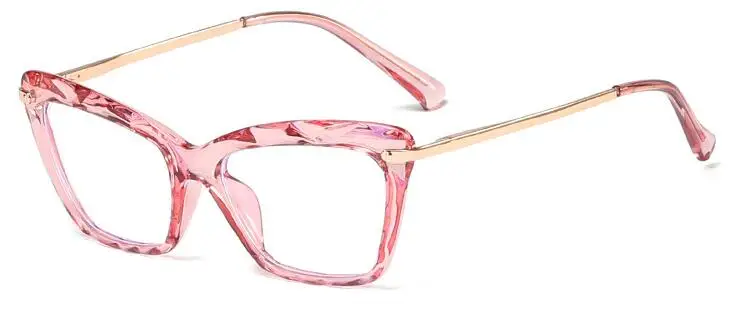 C4 pink clear Дизайнерские женские очки с синим светильник, прозрачная оправа, Ретро стиль, кошачий глаз, оптическая оправа, прозрачные линзы, роскошные Брендовые очки - Цвет оправы: C4 pink clear