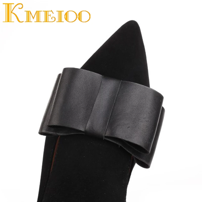 Классические женские мюли Kmeioo с бантом на низком каблуке острым носком сланцы