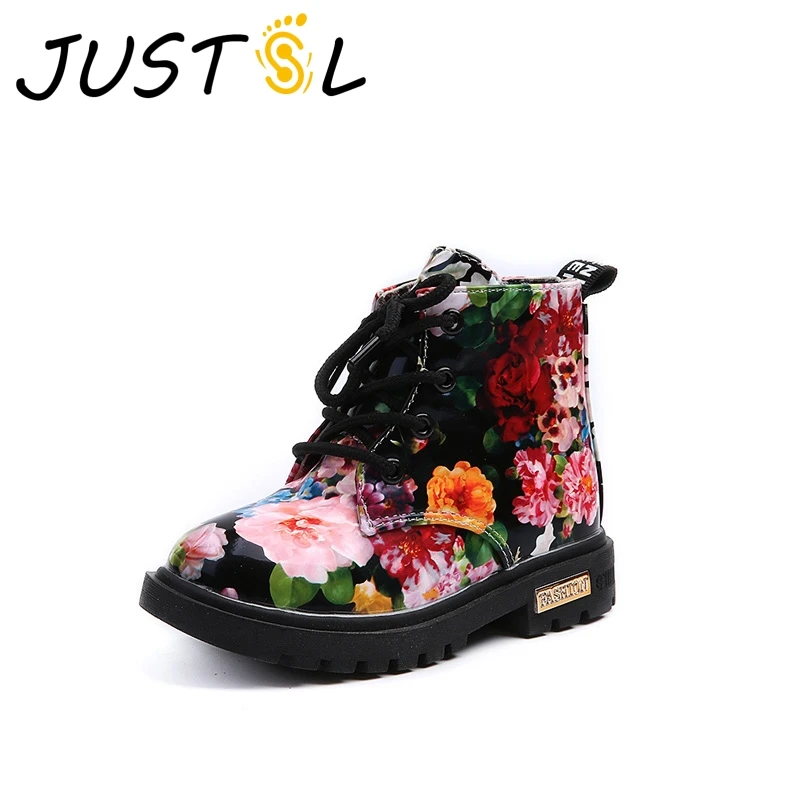 Ботинки-мартинсы JUSTSL для мальчиков и девочек кожаные ботинки-мартинсы детская