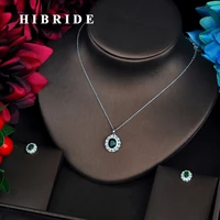 hibride new arrival cubic zircon wedding jewelry sets green color oval shape women party girl gift full jewelry set n 549