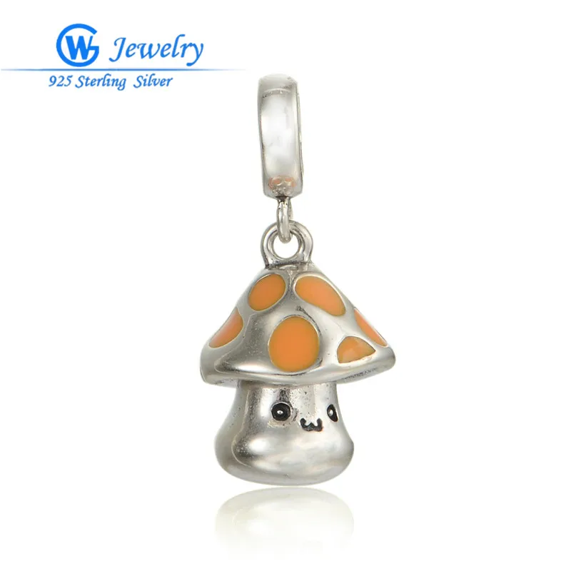 Подвеска в виде гриба из серебра 925 пробы с эмалью S262H20|charm pendant|mushroom charmcharm pendant diy |