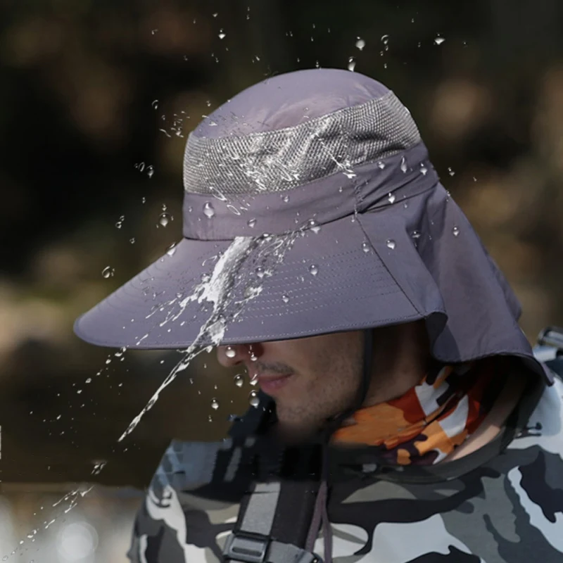 Waterproof Fishing Hats Outdoor Sun UV Protection Caps Breathable Hat Men Women Fishing Cap Wide Brim Hat for Hunting Hiking