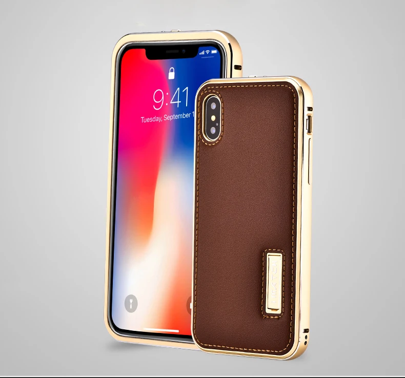 iMatch из натуральной кожи чехол для iPhone X XR 7 8 плюс роскошный Алюминий металлический бампер жесткий чехол для iPhone XS MAX