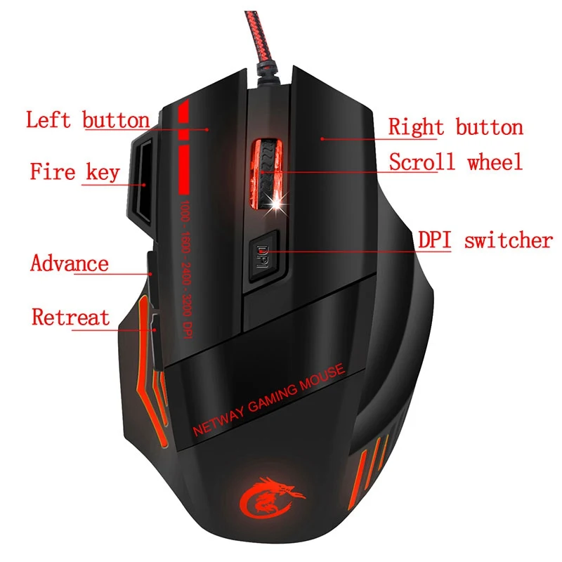 HXSJ 35 клавиш с одной рукой Проводная игровая клавиатура мышью 1200/1600/2400/3200DPI для