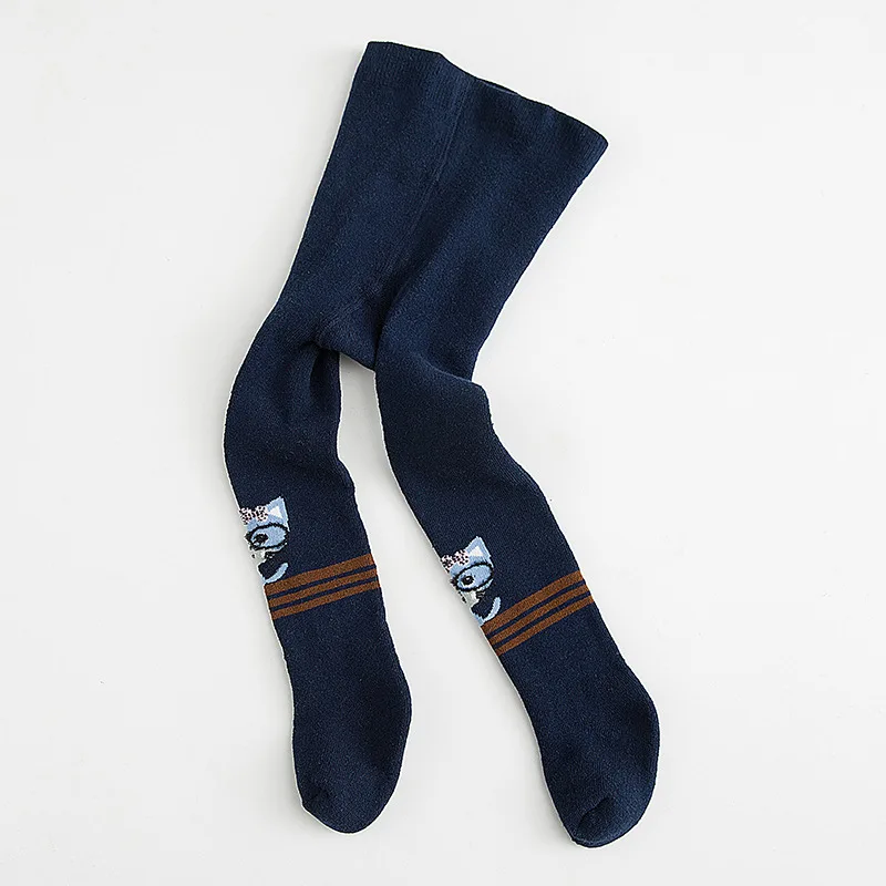 Dark blue Детские зимние колготки для девочек, Колготки с героями мультфильмов, плотные теплые детские чулки для девочек 1-8 лет, милые колготки для маленьких девочек - Цвет: Dark blue