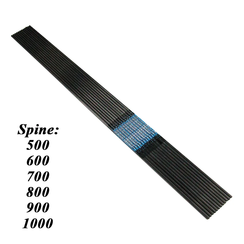 12 шт. стрельба из лука стрелы чистого карбона вал ID4.2mm Spine 500 600 700 800 900 1000