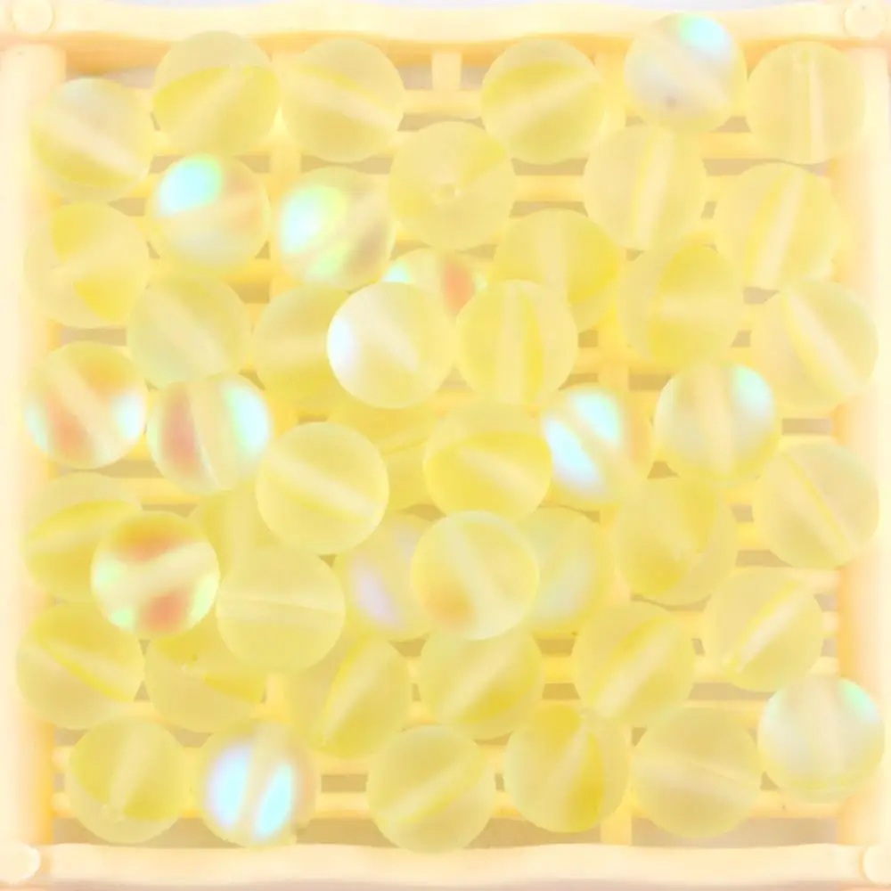 Matte Light Yellow Гладкий матовый ассорти из австрийского кристалла, Круглый бисер для изготовления ювелирных изделий 6 8 10 12 мм блестящие бусины из лунного камня Diy браслет - Цвет: Matte Light Yellow