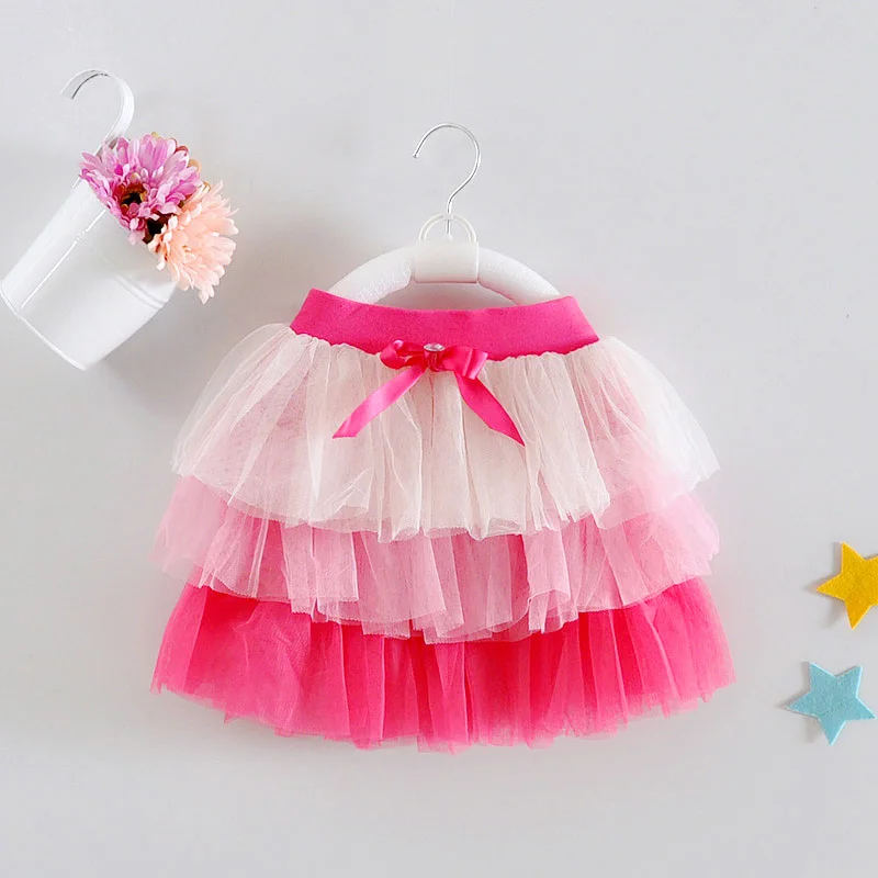 Многослойная мини-юбка-пачка для девочки 1 год розовый Vestido 2017 милая детская