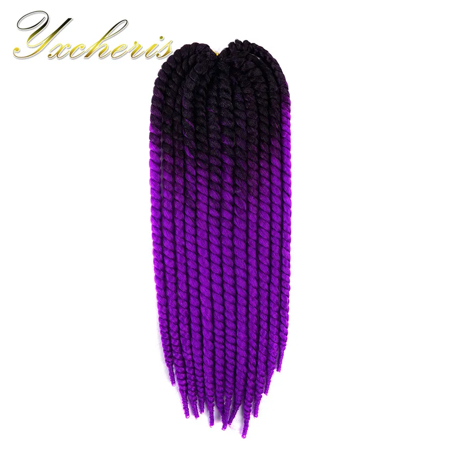 YXCHERISHAIR HAVANA mambo твист вязание крючком плетение волос 1 шт./упак. 2" 120 г эффектом деграде(переход от темного к черного, серого и синего цвета синтетический Высокая Температура волокна