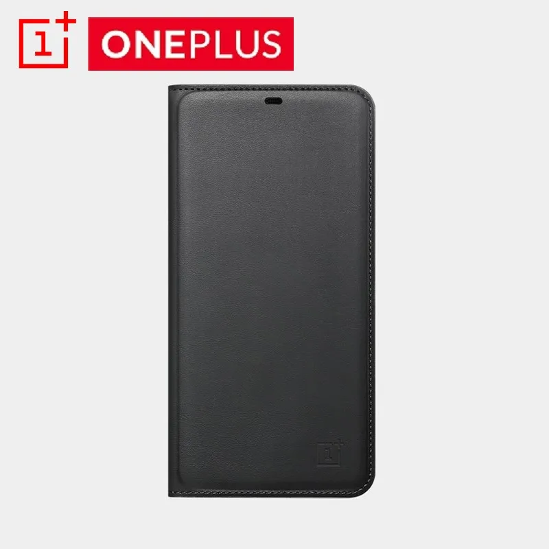 Оригинальный флип чехол OnePlus 6 черный Чехол книжка из искусственной кожи умный с