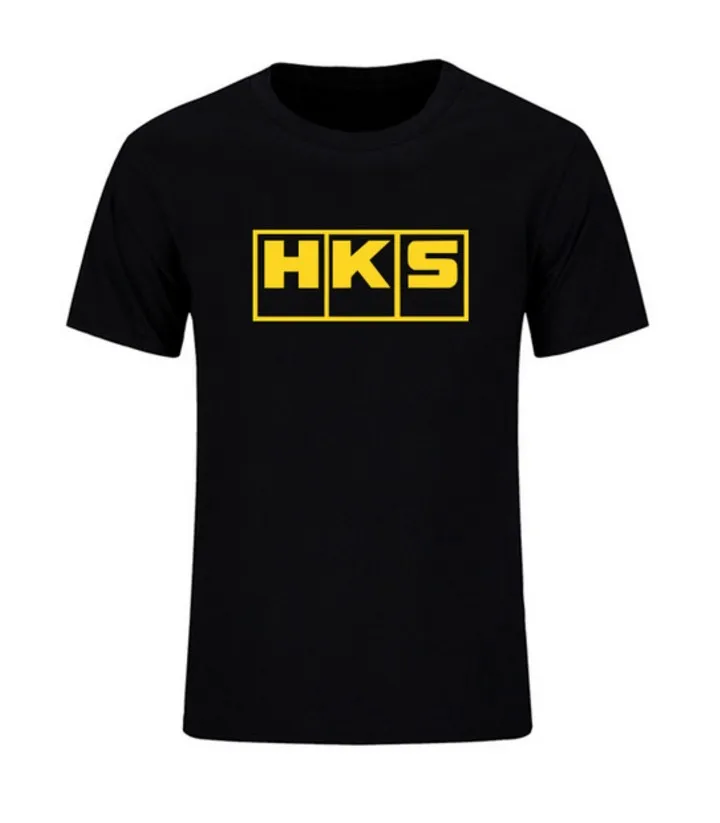 Летние фирменные футболки HKS для мужчин хлопковые однотонные с коротким рукавом