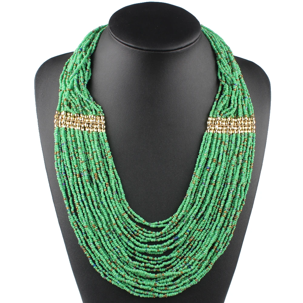 Ожерелье женское многослойное с бусинами в этническом стиле|layered necklace|multi layer