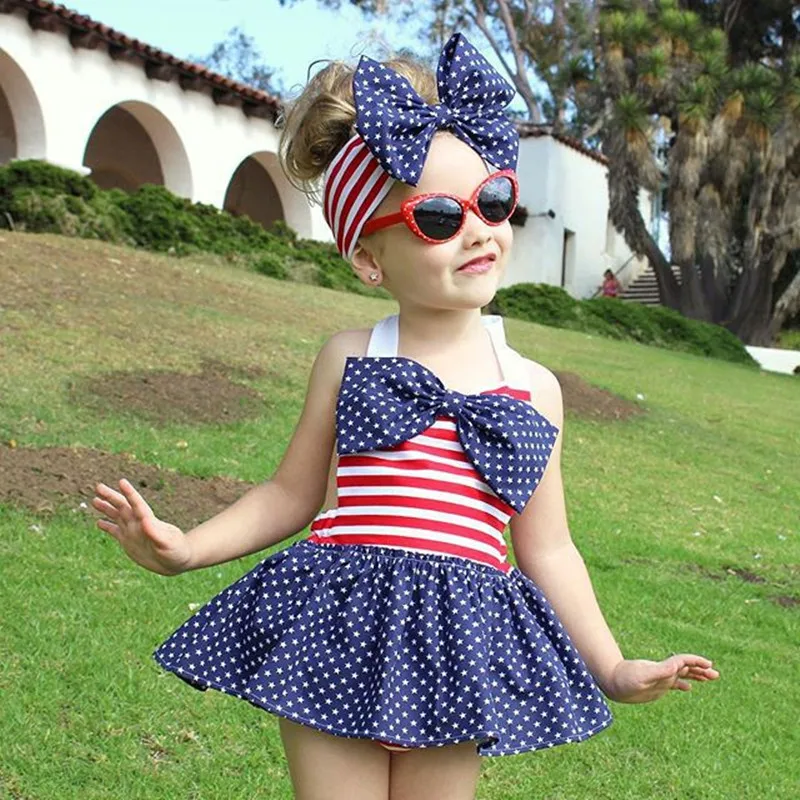 Новое поступление комплект для маленьких девочек 4 июля Короткие хлопковые