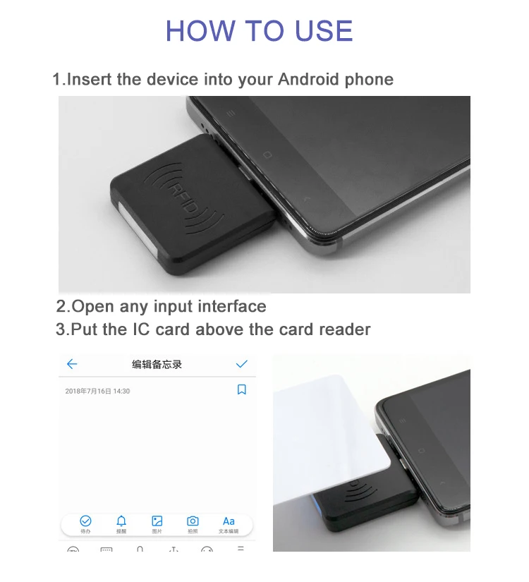125KHz Mini RFID Reader Mobile Phone EM4100 TK4100 ID Card Reader micro usb Interface Support Android System