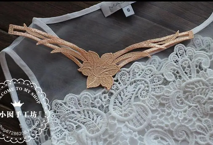 2 шт. изысканный маленький вырез Кружевная аппликация хаки водорастворимый