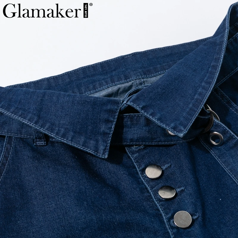 Glamaker кнопка пояса размера плюс джинсы для женщин деним дамские брюки сексуальные узкие джинсы Высокая талия брюки уличная Нижняя Новинка